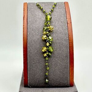 Citrine and Green 90s Era Beaded Choker Necklace